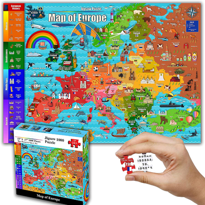 Карта Европы цвета мозаика 1000 частей бумажная для семей взрослых подростка детей 12+
